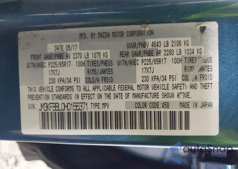 2017 Mazda Cx-5 Sport z USA, uszkodzony, nr VIN JM3KFBBL0H0155371